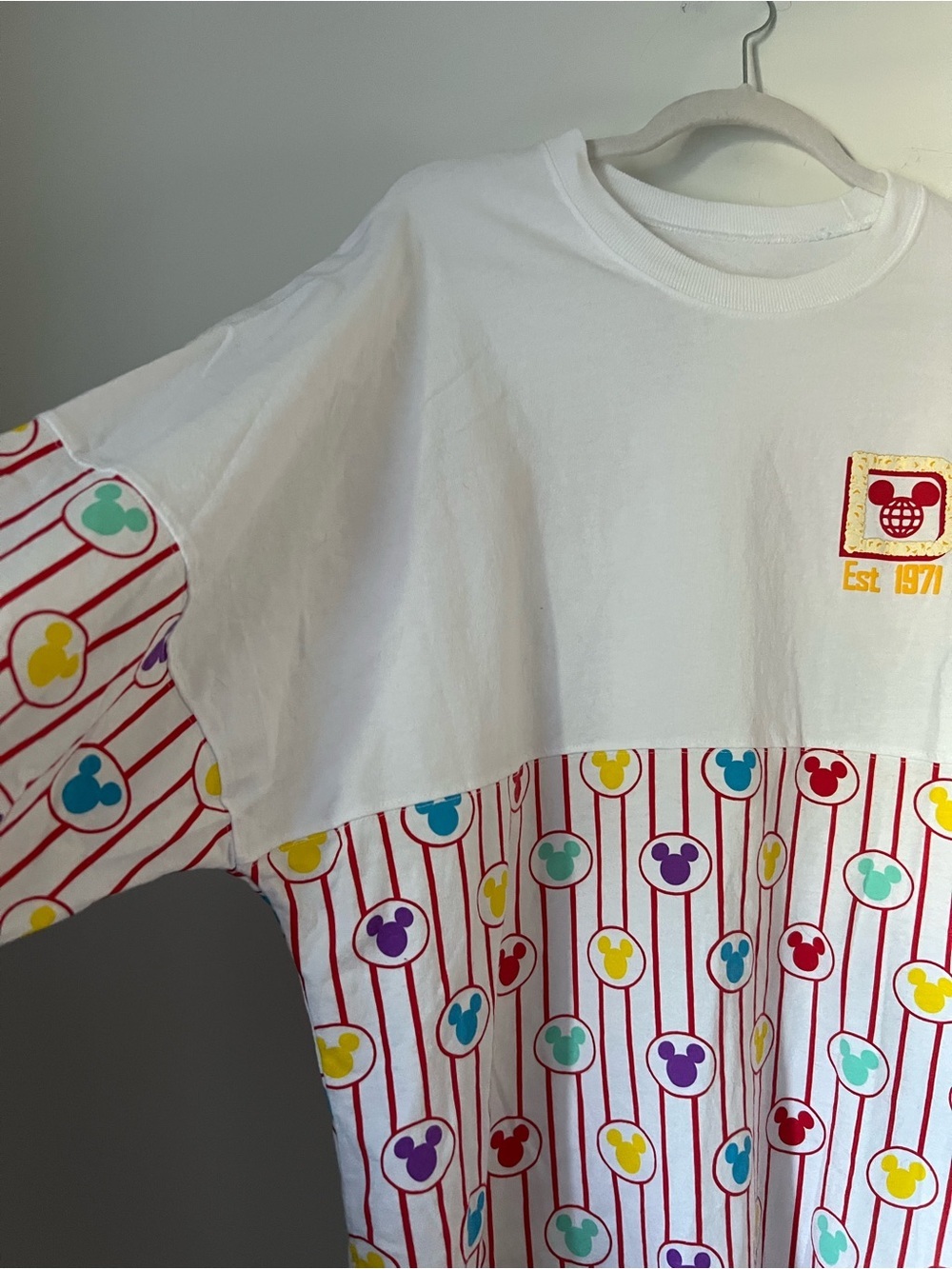 Disney Parks Popcorn + Ballon Spirit Jersey Striped Pattern Multicolored Mickey - Picture 6 of 14